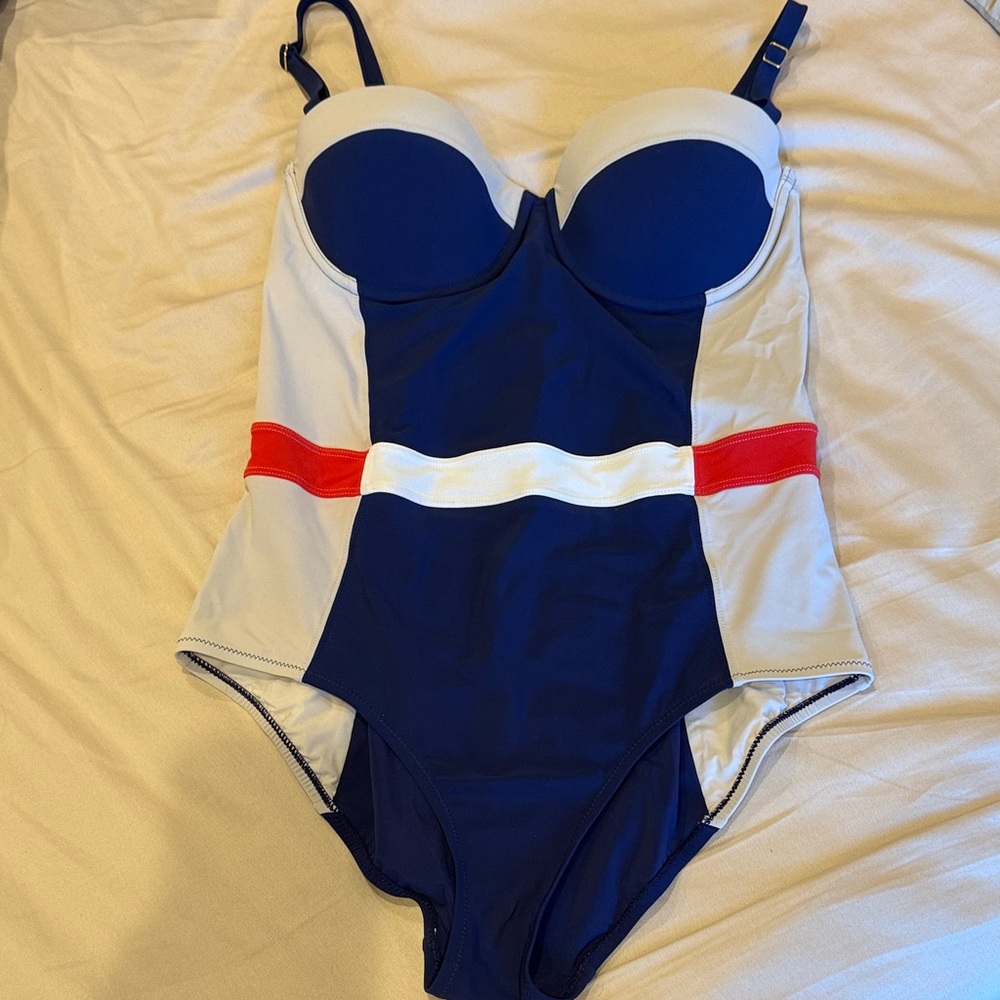 Tory Burch Blue and White One Piece Swimsuit